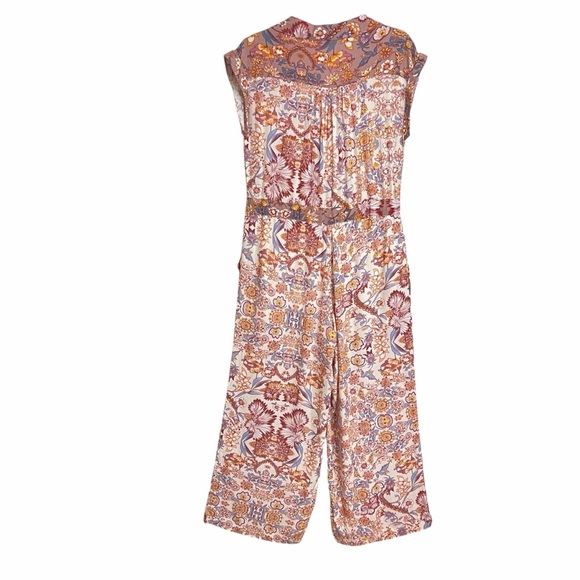 POL Womens Spring Garden Wide Leg Jumpsuit S Multicolor Floral Boho Patchwork - Picture 4 of 8